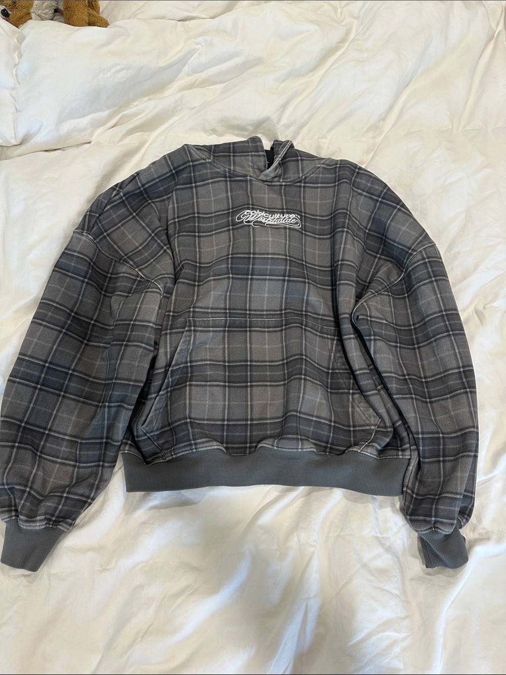 Gray Plaid Men's Sweater Pullover
